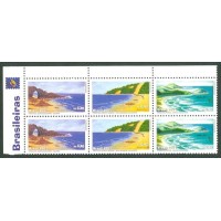 C-2387/2389 - 2001 - MINT - SÉRIE COMPLETA - TRINCA 1ª POSIÇÃO - QUADRA - PRAIAS BRASILEIRAS JERICOACOARA/CE - PONTA NEGRA/RN - PRAIA DA ROSA/SC