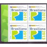 PB-001 - 2013 - MINT - QUADRA - BRASILIANA LOGO 1 - RIO DE JANEIRO - SELO PERSONALIZADO COM LOGO ANTIGO DOS CORREIOS 