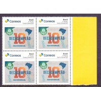 PB-118 - 2019 - MINT - QUADRA - PALMEIRAS DECACAMPEÃO DO CAMPEONATO BRASILEIRO, GOMADO - LOGO NOVO ECT