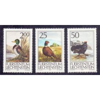 FAUNA - AVES - PATO/AVES - 3 SELOS - LIECHTENSTEIN - 1990