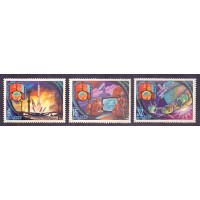 ASTRONOMIA - ESPAÇO - SATÉLITES - FOGUETE - 3 SELOS - RÚSSIA - UNIÃO SOVIÉTICA - 1981
