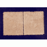 I-59 - 1883 - DOM PEDRO II - 100 RÉIS - FUNDO LINHADO - PAR HORIZONTAL - NOVO - LINDA COR - OXIDAÇÃO - GOMA QUEBRADIÇA NORMAL NESSE PERÍODO - LEVE AMINCI MARGEM INF. - REFORÇO CHARNEIRA - RHM R$ 4.300,00 (860 UFS X R$ 5,00)