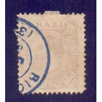 I-59 - CARIMBO RIO PARDO - 3 (PROVAVEL) EM AZUL - 100 RÉIS - DOM PEDRO II - FUNDO LINHADO   