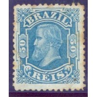 I-48 - 1881 - DOM PEDRO II - CABEÇA PEQUENA - 50 RÉIS - AZUL - NOVO - ALGUMA OXIDAÇÃO - RHM 375 UFS