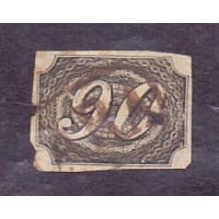 I-07 - CARIMBO CEARÁ - INCLINADOS - 90 RÉIS SELO COM DEFEITOS E FURO GRANDE