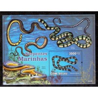 GUINE BISSAU - 2010 - FAUNA MARINHA - SERPENTES MARINHAS - LINDO BLOCO COM 1 SELOS!!!