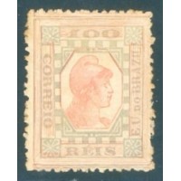 R-079N - 1891 - TINTUREIRO - 100 RÉIS - QUADRO AZUL NO VERSO - NOVO - SEM GOMA - MUITO BONITO - RHM R$ 2.250,00 (450 UFS X R$ 5,00)