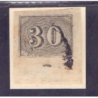 I-13 - 30 RÉIS - VERTICAIS - SOBRE FRAGMENTO - CANTO DE FOLHA INFERIOR DIREITO (MARGENS MARAVILHOSAS) - CARIMBO A IDENTIFICAR