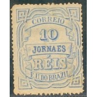 J-19 - 1890 - CIFRA HORIZONTAL EMISSÃO REPUBLICANA - 10 RÉIS - AZUL - NOVO - GOMADO - CHARNEIRA - RHM R$ 350,00 (70 UFs X 5,00)