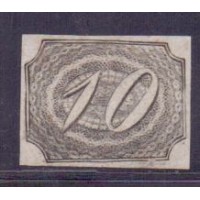 I-04 - NOVO - GOMADO - INCLINADO - 10 RÉIS - PEQUENO AMINCI - 4 MARGENS - LINDO  - RHM 600 UFS