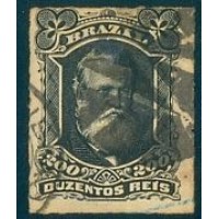 I-42 - 1877 - DOM PEDRO II - "PERCÉ" - BARBA BRANCA - 200 RÉIS - PRETO -  CARIMBADO