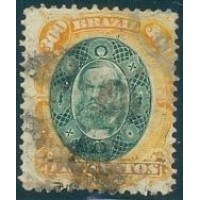 I-47 - 1878 - DOM PEDRO II - AURIVERDE - 300 RÉIS - VERDE/AMARELO - CARIMBADO - CHARNEIRA