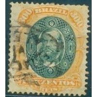 I-47 - 1878 - DOM PEDRO II - AURIVERDE - 300 RÉIS - CHARNEIRA - CARIMBO AMBULANTE - PROVAVELMENTE DA ESTAÇÃO DE VISTA ALEGRE