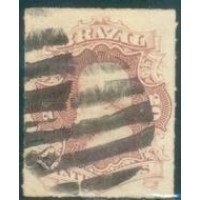 I-31 - 1876 - DOM PEDRO II - "PERCÉ" - 20 RÉIS - VERMELHO - LINDO CARIMBO - CHARNEIRA