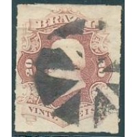 I-31 - 1876 - DOM PEDRO II - "PERCÉ" - 20 RÉIS - CARIMBO MUDO - C/MARCA DE CHARNEIRA