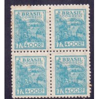 R-359 - QUADRA - NETINHA - FILIG "CORREIO*BRASIL" (P) - 400 RÉIS - TURQUESA - NOVA - GOMADA - PONTOS DE OXIDAÇÃO - RHM R$240,00 (48UFs X 5,00)