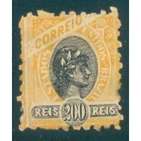 R-093M - 1899 - TIPO DE 1897 - MODIFICADOS - 100 RÉIS - VERMELHO E PRETO - DENT. 8.5-9 - NOVO - SEM GOMA - CHARNEIRA - RHM R$ 750,00 (150 UFs X R$ 5,00)