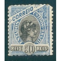 R-087 - 1894 - MADRUGADA REPUBLICANA - DENTEAÇÃO 11-11.5 - 500 RÉIS - NOVO - GOMADO - CHARNEIRA - CORTE NA MARGEM INFERIOR E PICOTE CURTO - RHM R$ 4.000,00 (800 UFS X R$ 5,00)