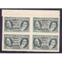 A-045 - 5º ANIVERSÁRIO DO ESTADO NOVO - SELO C-0167 COM SOBRECARGA PRETA - PRESIDENTE CARMONA E VARGAS - QUADRA - 1ª COLUNA - MINT - RHM R$ 650,00 (130 UFs X 5,00)
