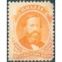 I-29 - 1866 - DOM PEDRO II - 500 RÉIS - LARANJA E LARANJA AVERMELHADO - NOVO