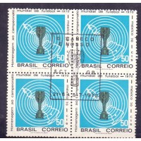 C-0678 - 1970 - IX CAMPEONATO MUNDIAL DE FUTEBOL - MÉXICO - TAÇA - QUADRA - CARIMBO CBC - GOMADA - RHM R$ 35,00 (7 UFs X 5,00)