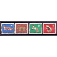 ALEMANHA FEDERAL - Y 387/390 (1967) PRO JUVENTUDE MAMIFEROS: LEBRE-RAPOSA-ARMINHO-HAMSTER - SÉRIE 4 SELOS MINT