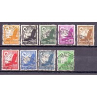 ALEMANHA REICH - Y A-43/50 (1934) ÁGUIA E GLOBO TERRESTRE - APENAS 8 ÁGUIA DA SÉRE - DE UMA SÉRIE DE 11 - USADOS 
