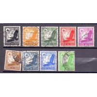 ALEMANHA REICH - Y A-43/51 (1934) ÁGUIA E GLOBO TERRESTRE - SOMENTE AS ÁGUIAS DA SÉRIE - 9 SELOS DE UMA SÉRIE DE 11 - USADOS