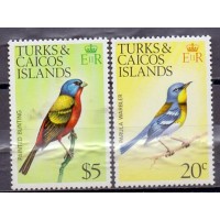TURKS-CAICOS - Y 361+372 (1977) - SÉRIE - AVES DIVERSAS - 2 SELOS MINT 