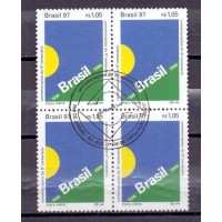 C-2030 -1997 - PROPAGANDA DA COMEMORAÇÃO DO 5° CENTENÁRIO DO DESCOBRIMENTODO BRASIL NO ANO 2000 - QUADRA - CARIMBO CBC - GOMADA - RHM 40 UFS