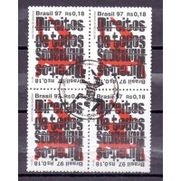 C-2034- 1997 - DIREITOS HUMANOS - DIREITO DE TODOS HOMEM ARAME FARPADO E TEXTO - QUADRA - CARIMBO CBC - GOMADA - RHM 9,60 UFS