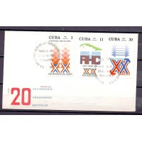 CUBA - Y 2283/2285 (1981) 20º ANIVERSÁRIO DOS ORGÂOS DO ESTADO INSTITUTO NACIONAL DE ESPORTE, DE EDUCAÇÃO FÍSICA E DOS LASERS - RADIOFUSÃO INTERNACIONAL - MINISTÉRIO