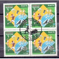 C-2001- 1996 - AMÉRICAS TELECOM-96- GLOBO TERRESTRE - SATÉLITE - ANTENA - ESPORTISTAS - QUADRA - CARIMBO CBC - GOMADA - RHM R$ 125,00 (25 UFs X 5,00)
