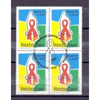 C-2028 -1997 - CAMPANHA MUNDIAL CONTRA A AIDS- CAMISINHA - QUADRA - CARIMBO CBC - GOMADA - RHM 11,20 UFS