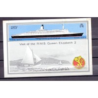 TRISTAN DA CUNHA (TRISTÃO) - BLOCO 08 - NAVIO QUEEN ELISABETH II - BLOCO NOVO COM LEVES MARCAS DE FERRUGEM