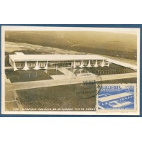 BRASÍLIA PALÁCIO DA ALVORADA – VISTA AÉREA LINDO CARTÃO / MÁXIMO POSTAL FOTO COLOMBO 109  COM APLICAÇÃO DO SELO C0419 E CARIMBO DO 1º DIA EM 08-08-1958