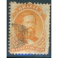 I-29 - 1866 - DOM PEDRO II - 500 RÉIS - CARIMBO REGISTRADA - CHARNEIRA