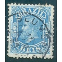 I-48 - 1881 - DOM PEDRO II - CABEÇA PEQUENA - 50 RÉIS - AZUL - CARIMBO BLUMENAU