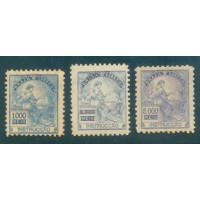 R-170/172 - 1918/19 - ALEGORIAS REPUBLICANAS - DENTEAÇÃO 11.15 - NOVOS - GOMADOS - CHARNEIRA - RHM R$ 850,00 (170 UFs X R$ 5,00)