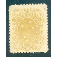 R-077A - 1890/1894 - SELOS CRUZEIROS - 1000 RÉIS, OCRE - DENT. 11-11,5 - PAPÉIS DIVERSOS - NOVO - SEM GOMA - CHARNEIRA - RHM R$ 425,00 (85 UFs X R$ 5,00)