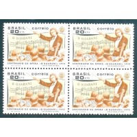 C-0667 - 1970 - CENTENÁRIO DA ÓPERA " O GUARANI " ANTÔNIO CARLOS GOMES - QUADRA - NOVA - PERFEITA - GOMADA - RHM  5,60 UFS