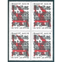 C-2034- 1997 - DIREITOS HUMANOS - DIREITO DE TODOS HOMEM ARAME FARPADO E TEXTO - QUADRA - NOVA - GOMADA - RHM 9,60 UFS