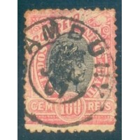 R-084 - 1894 - MADRUGADA REPUBLICANA - 100 RÉIS - COR ROSA - CARIMBO CAMBUHY - SEM GOMA 