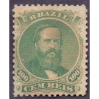 I-27AaC - PAPEL AZULADO - MUITO RARO - DENTEADO - 100 RÉIS - NOVO - SEM GOMA - CERTIFICADO JLF FILATELIA - 1 DENTE CURTO LATERAL ESQUERDA - RHM 1.600 UFS