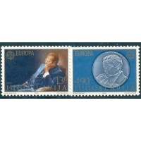 YUGOSLAVIA - Y 1711/1712 (1980) TEMA EUROPA/ ARTE: PERSONAGENS CÉLEBRES  :MARECHAL TITO - RELEVO SOBRE MEDALHA POR  ANTON AUGUSTINAC ( ESCULTOR) - PINTURA POR J. PRUDNIKOV - SÉRIE 2 SELOS MINT