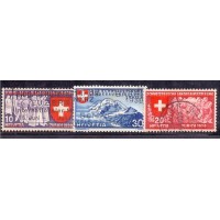 SUIÇA - Y 00326/328 (1939) EXPOSIÇÃO NACIONAL DE ZURICH COM LEGENDA EM ALEMÃO - 3 SELOS USADOS 