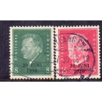 ALEMANHA REICH - Y 426A/426B (1930) EVACUAÇÃO DE MAYENCE PELOS ALIADOS - SÉRIE 2 SELOS DA SÉRIE DOS PRESIDENTES COM SOBRECARGA 30 JUNI 1930  - USADO DE BOA QUALIDADE