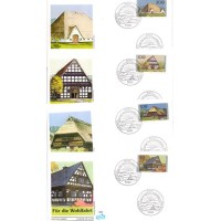ALEMANHA - FDCs ANO 1996 - CASAS TIPICAS DA ALEMANHA - LINDA SÉRIE DE 4 FDCs