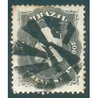 I-28 - 1866 - DOM PEDRO II - 200 RÉIS - PRETO - LINDO CARIMBO MUDO