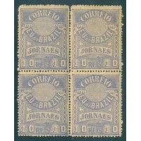 J-22 - 1890 - CRUZEIRO DO SUL - 10 RÉIS - AZUL CLARO - QUADRA - NOVA - GOMADA - CHARNEIRA - RHM R$ 360,00 (72 UFs X R$ 5,00)